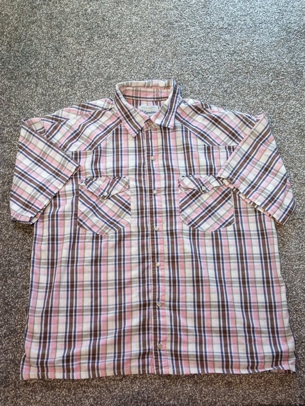 Women's Size Large U.S. Expedition Pink Plaid Button-Down Shirt -